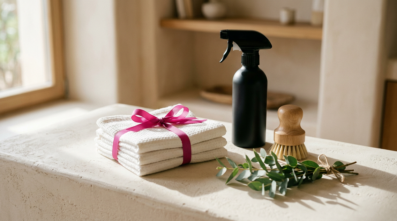 Casa Alma cleaning supplies arranged on a counter